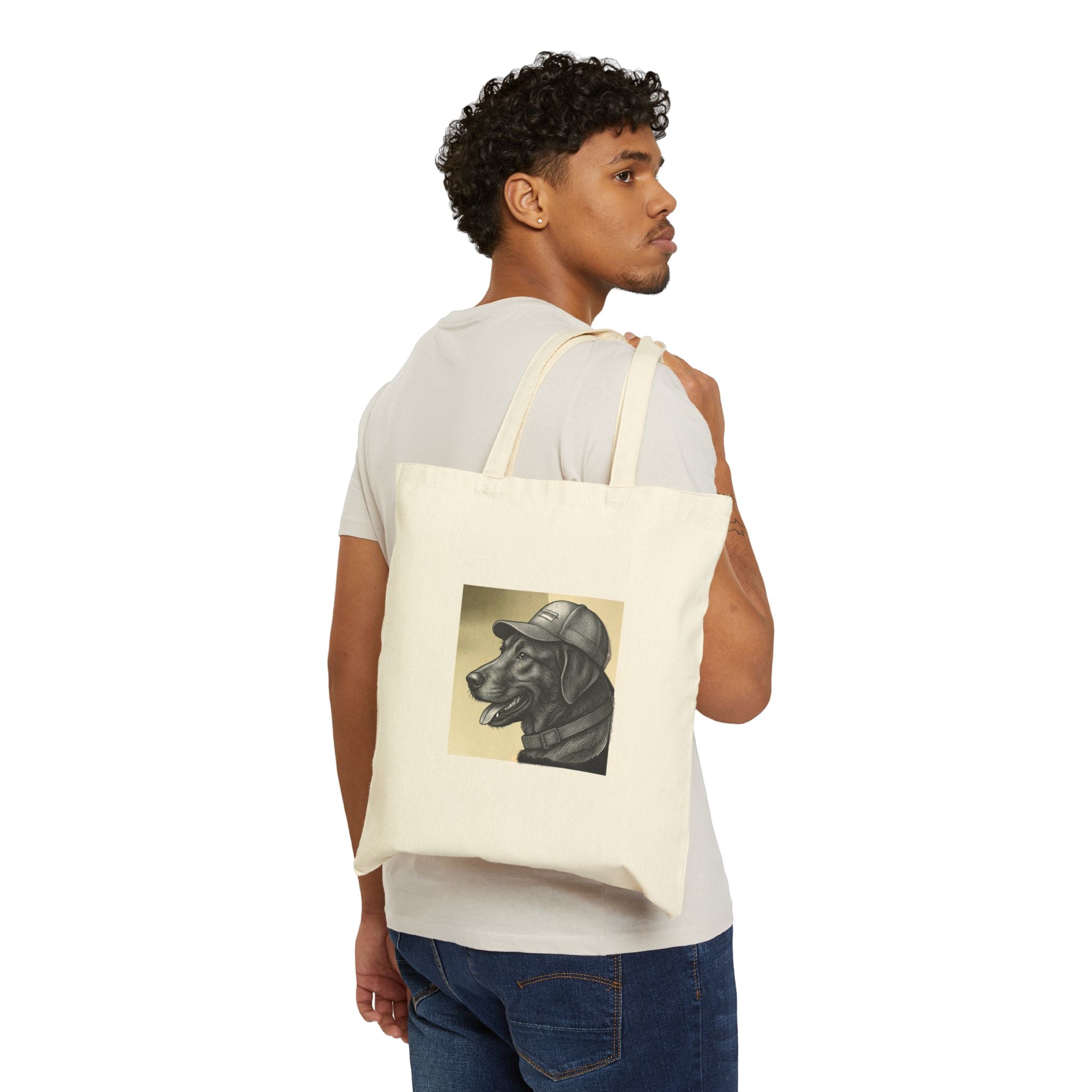 Tote Bag — Vintage Pilot Dog Illustration Canvas Tote