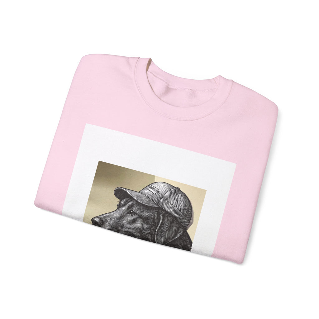 Dog Portrait Sweatshirt — Black Lab with Cap Crewneck