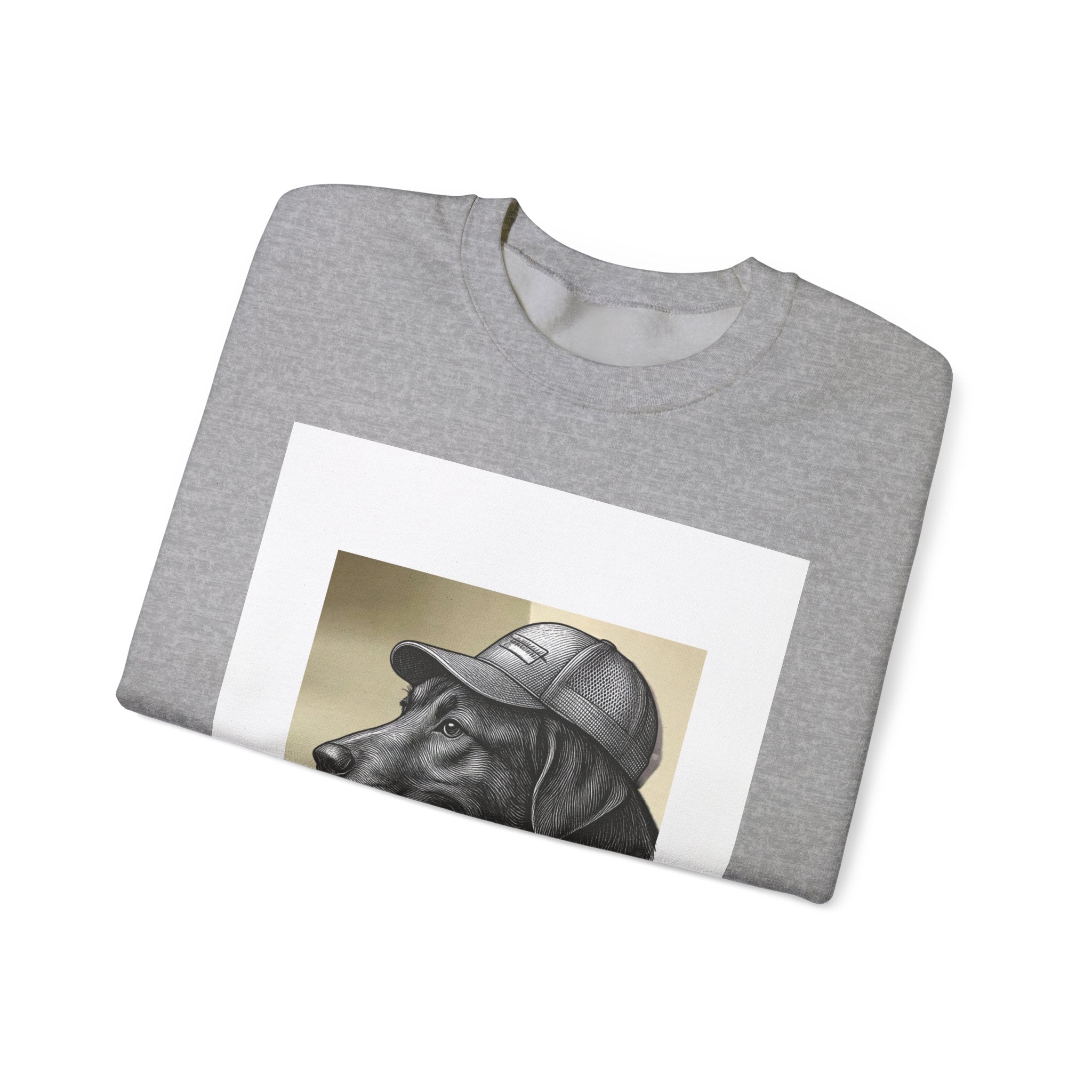 Dog Portrait Sweatshirt — Black Lab with Cap Crewneck