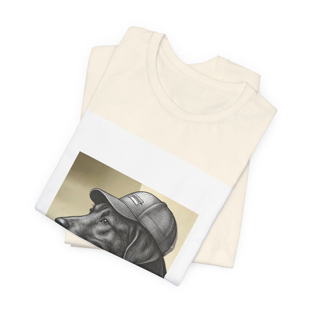 Dog Portrait T‑Shirt — Vintage Canine with Hat Graphic Tee