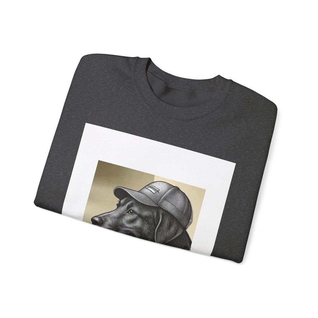 Dog Portrait Sweatshirt — Black Lab with Cap Crewneck