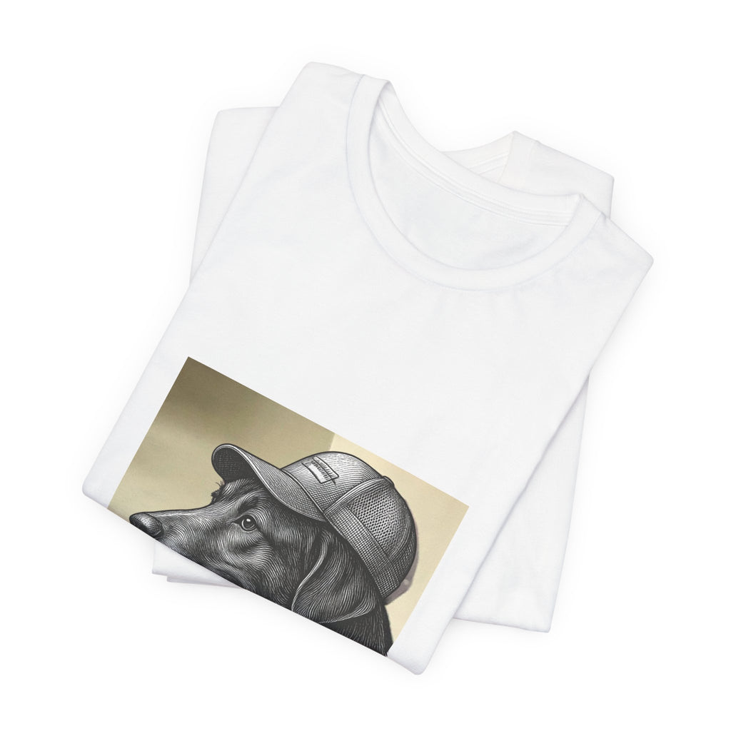Dog Portrait T‑Shirt — Vintage Canine with Hat Graphic Tee