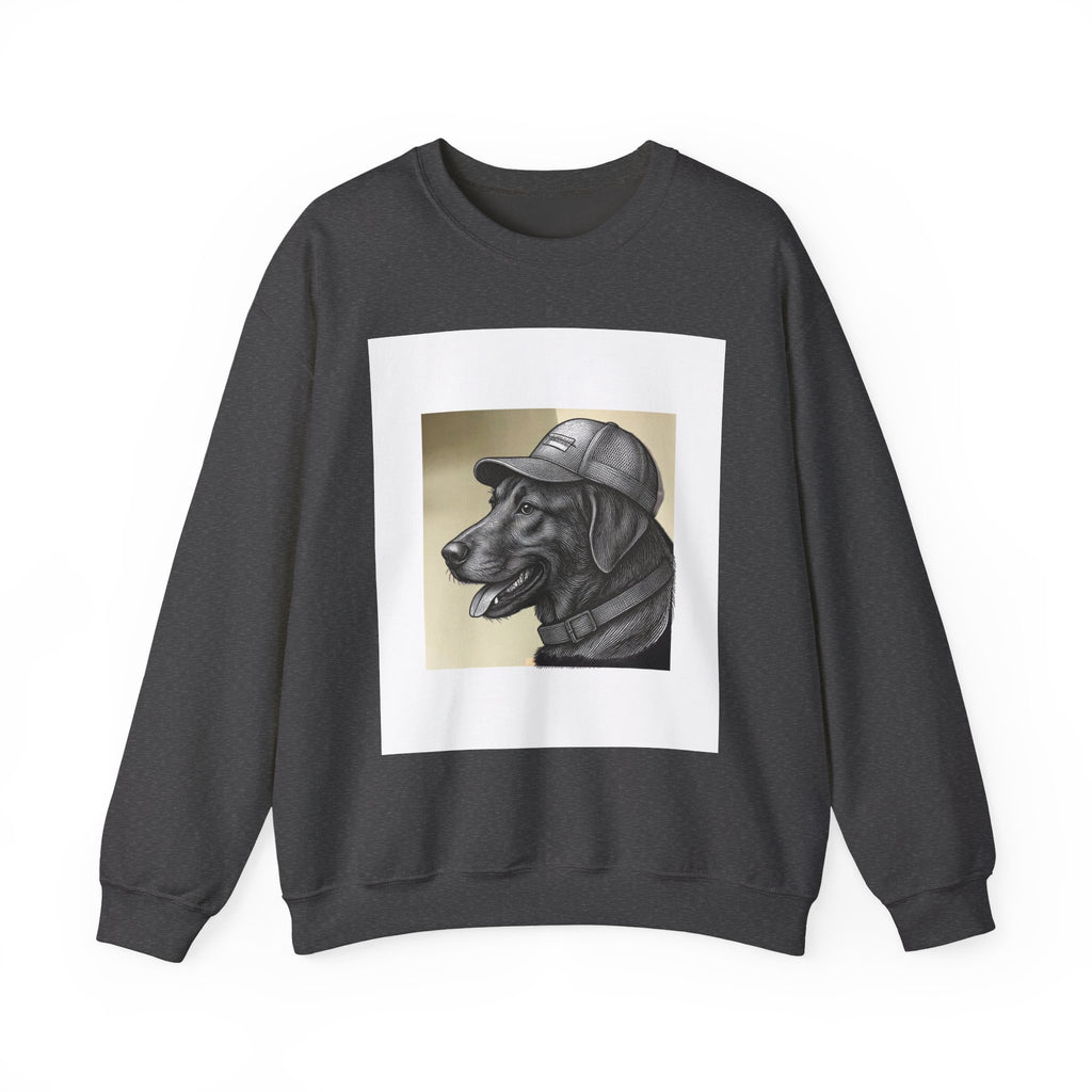 Dog Portrait Sweatshirt — Black Lab with Cap Crewneck