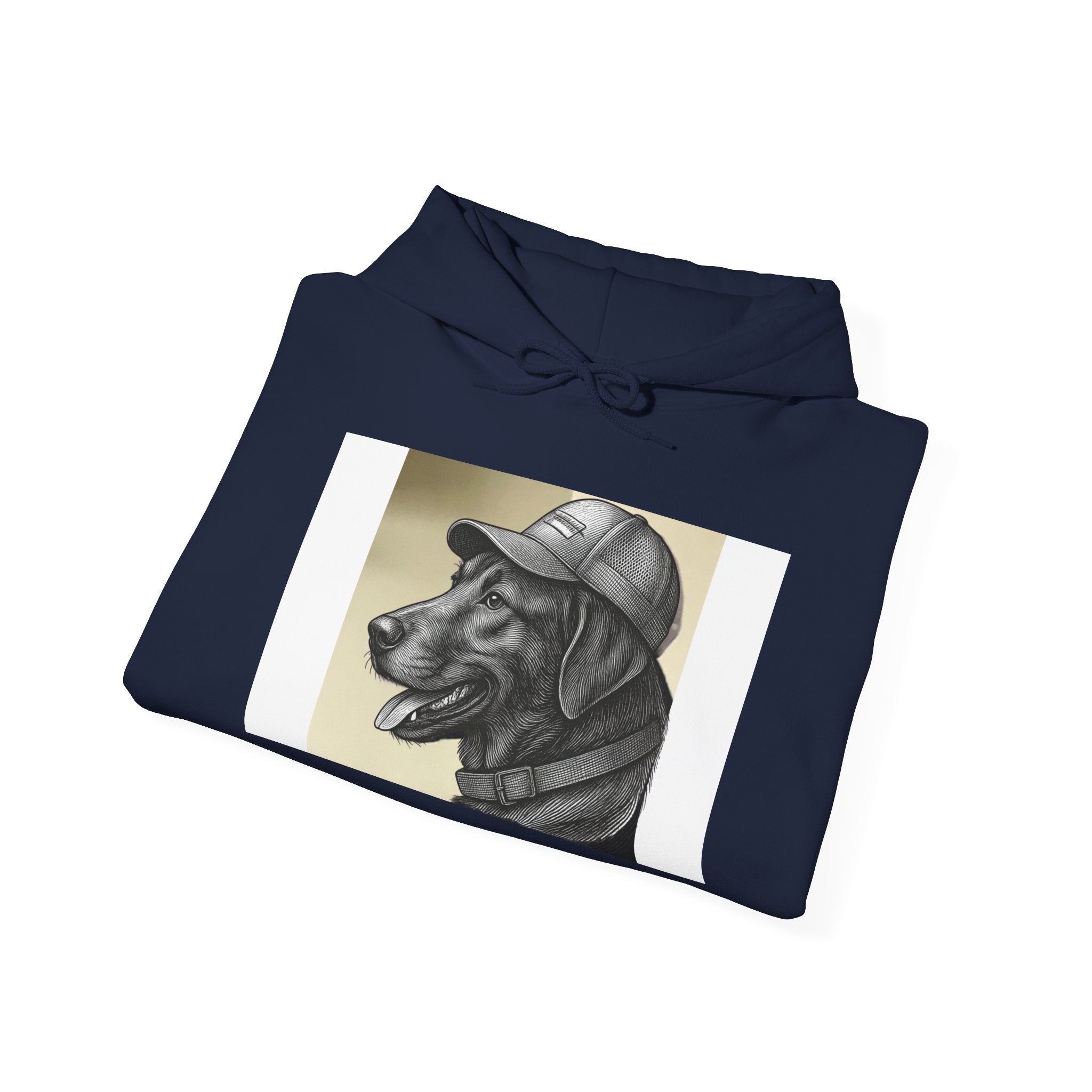 Black Labrador Portrait Hoodie – Vintage Dog Wearing Hat Graphic Sweatshirt