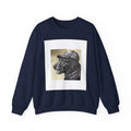 Dog With Cap Crewneck Sweatshirt — Vintage Black Labrador Portrait