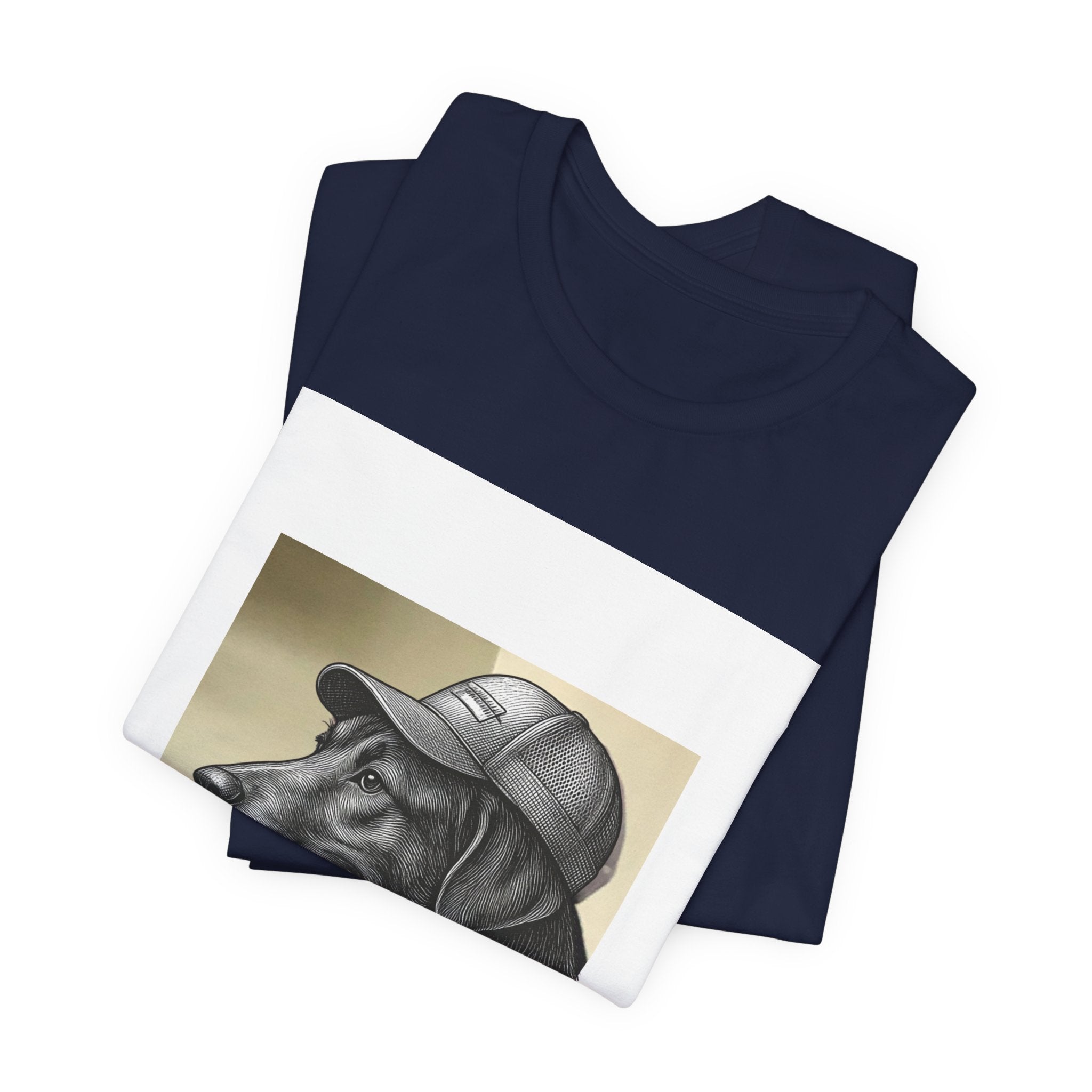 Dog Portrait T‑Shirt — Vintage Canine with Hat Graphic Tee