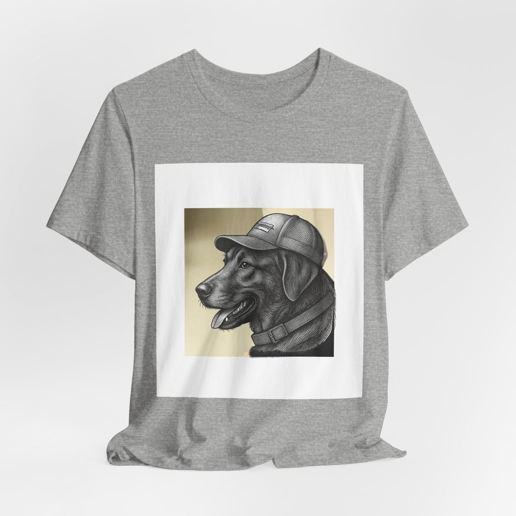 Dog Portrait Tee — Vintage Canine with Baseball Cap Graphic T‑Shirt