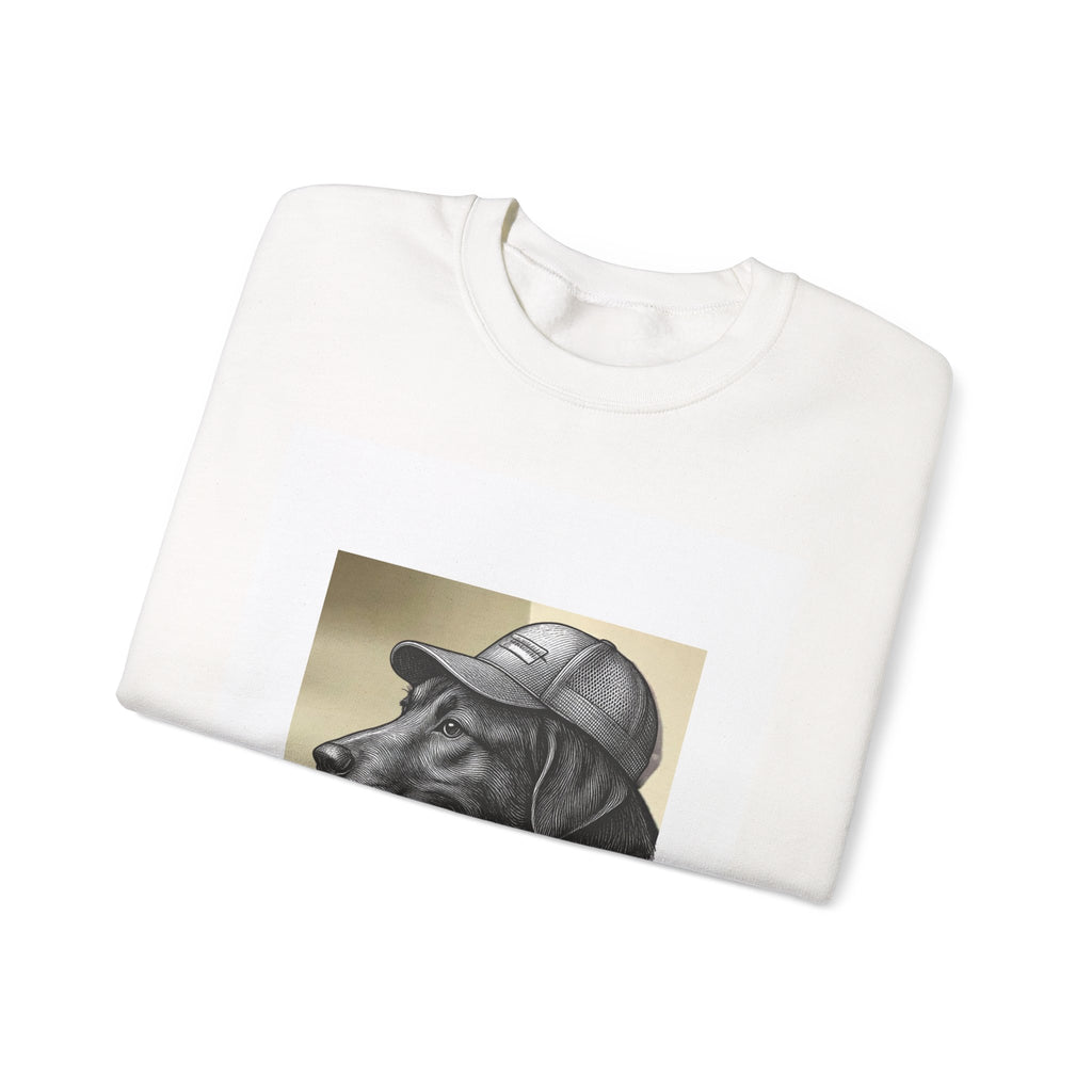 Dog Portrait Sweatshirt — Black Lab with Cap Crewneck