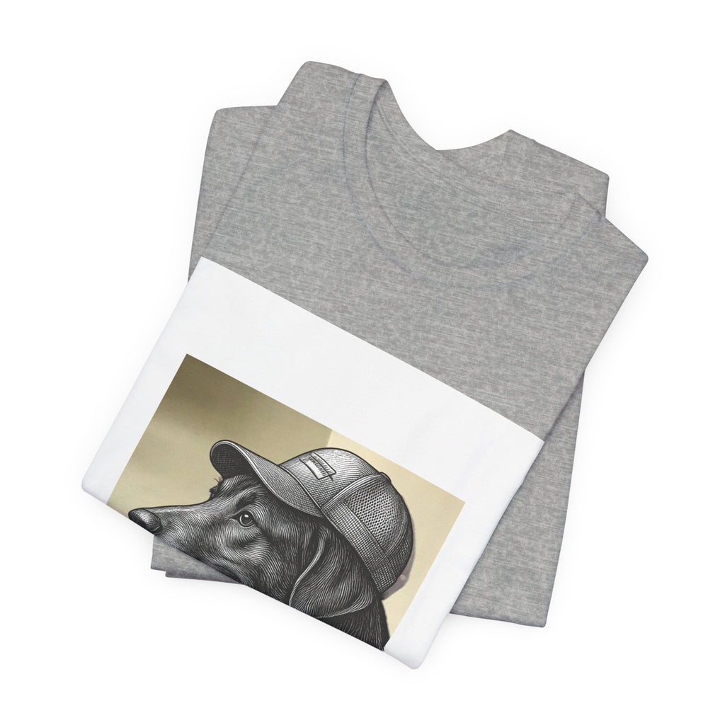 Dog Portrait Tee — Vintage Canine with Baseball Cap Graphic T‑Shirt