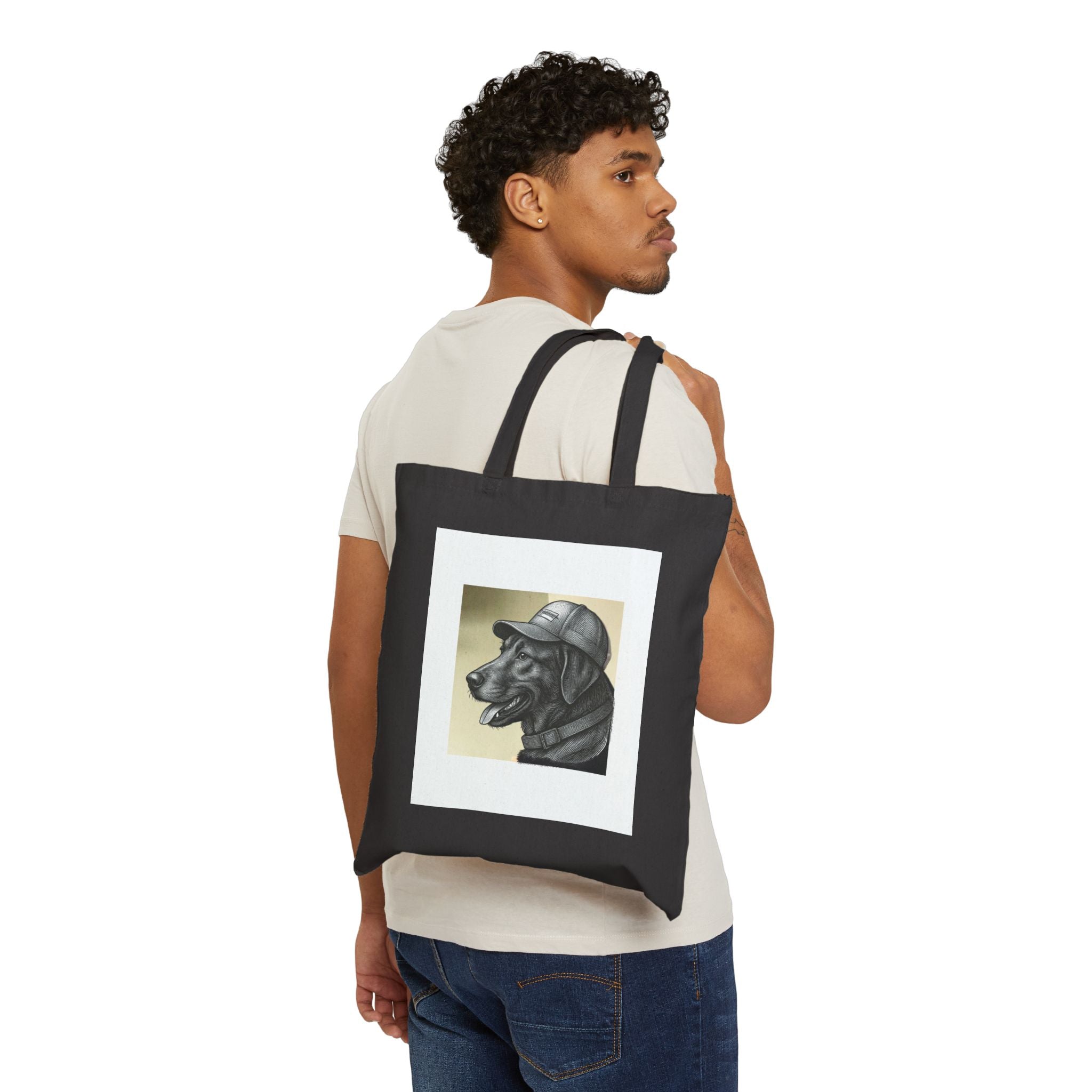 Tote Bag — Vintage Pilot Dog Illustration Canvas Tote